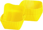 uxcell 18Pcs Silicone Cupcake Baking Cups, Silicone Muffins Liners Non-Stick Square Baking Cups, for Cooking Eggs Baking Muffins and Make a Cake(Yellow)