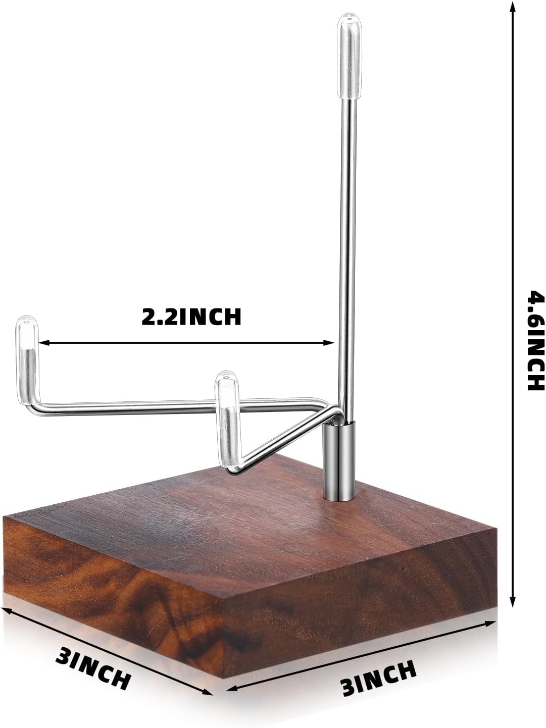 Wenqik 4 Pcs Crystal Display Stand Adjustable Metal Arms Small Rock Display Stand with Wooden Base Geodes Rock Agate Mineral Easel Holder for Collectibles(3.15 x 3.15 x 4.65 Inch)