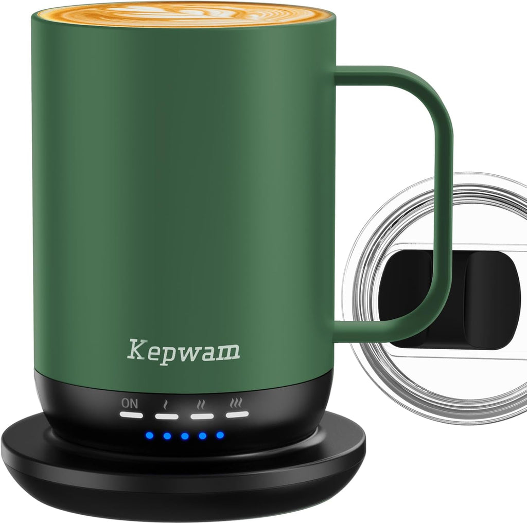 Self Heating Coffee Mug T1-16oz Fast Heating & Ultra Long-Lasting Battery Life, Heated Coffee Mug Up to 149℉ - Touch & App Controlled Coffee Mug, Birthday Gifts for Women and Men