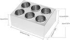 DYNAMI 6-Compartment Stainless Steel Utensil Holder,Commercial Perforated Silverware Holder,Cylinder Silverware Utensil Holder Flatware Organizer Countertop,for Restaurant Kitchen(6-Compartment)