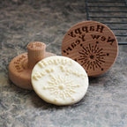 Wood Cookie Stamp, 2.5 Inch (Happy New Year CS-107)