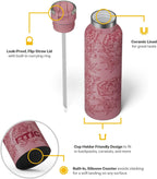 RTIC 20oz Journey Bottle Metal Stainless Steel Vacuum Insulated, BPA Free, Reusable, for Water, Hot and Cold Drinks, Travel, Sports, Camping, Pink Peonies