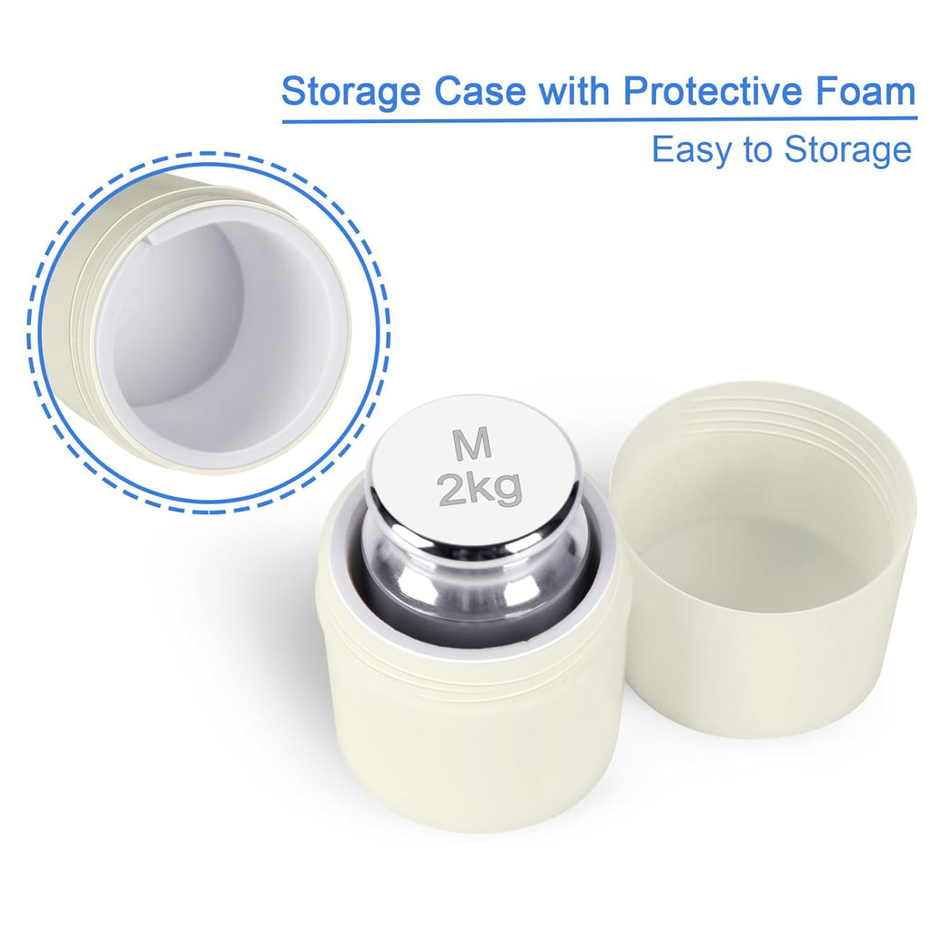 QP 2000g Calibration Weights, OIML Class M1 High Precision Gram Weights, Stainless Steel Scale Calibration Weight for Digital Scale, Balance Scale, Chrome Finish Scale Weights with Storage Case