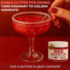 Bulk 20g Red Edible Glitter for Drinks | Premium Edible Glitter for Cakes, Cocktails, Red Cake Decorating Decorations Food Grade, Vegan, Kosher, Halal, Gluten Free - Made in USA