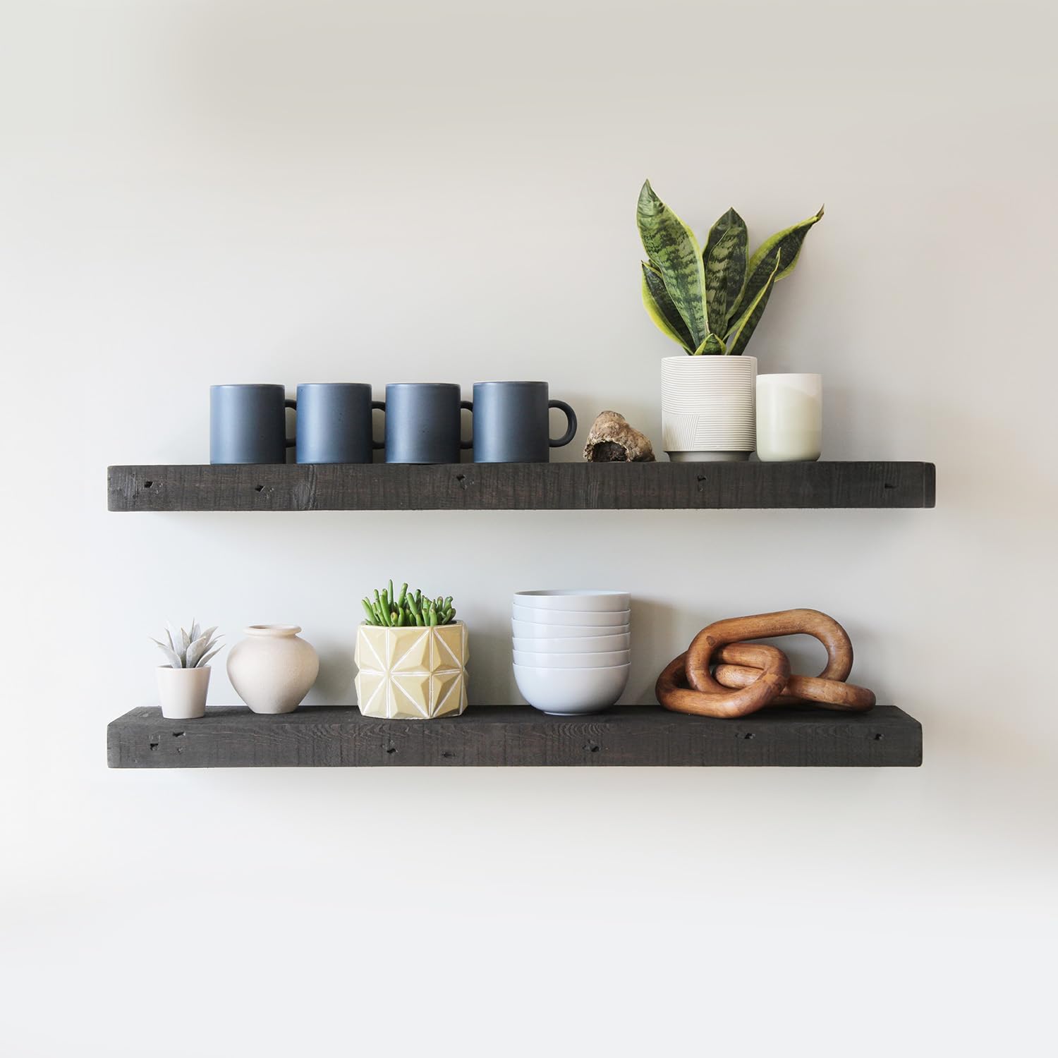 Urban Legacy Reclaimed Barnwood Planks | Floating Shelves for Wall w/Flush Mount Shelf Bracket Set Included | Set of 2 (Coffee Bean, 48" x 4.5" x 2")