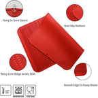 Silicone Dish Drying Mat for Multiple Usage,Easy clean,Eco-friendly,Heat-resistant Silicone Mat for Kitchen Counter or Sink,Refrigerator or Drawer Liner Red 3XL 28 inches x 18 inches