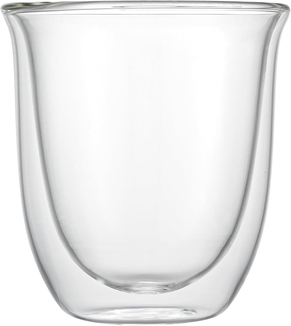 Restaurantware-Forma Professional 6.8 Ounce Double Wall Coffee Cups, 2 Insulated Latte Glasses - Dishwashable, Reusable, Clear Glass Beverage Cups, Freezable, For Hot Or Cold Beverages