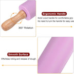 HARFINGTON Silicone Rolling Pins for Baking 12.2 Inch Non-Stick Silicone Surface Wooden Handle Rolling Pin Small Roller Playdough Rolling Pins for Fondant Kitchen Dough Pizza, Purple