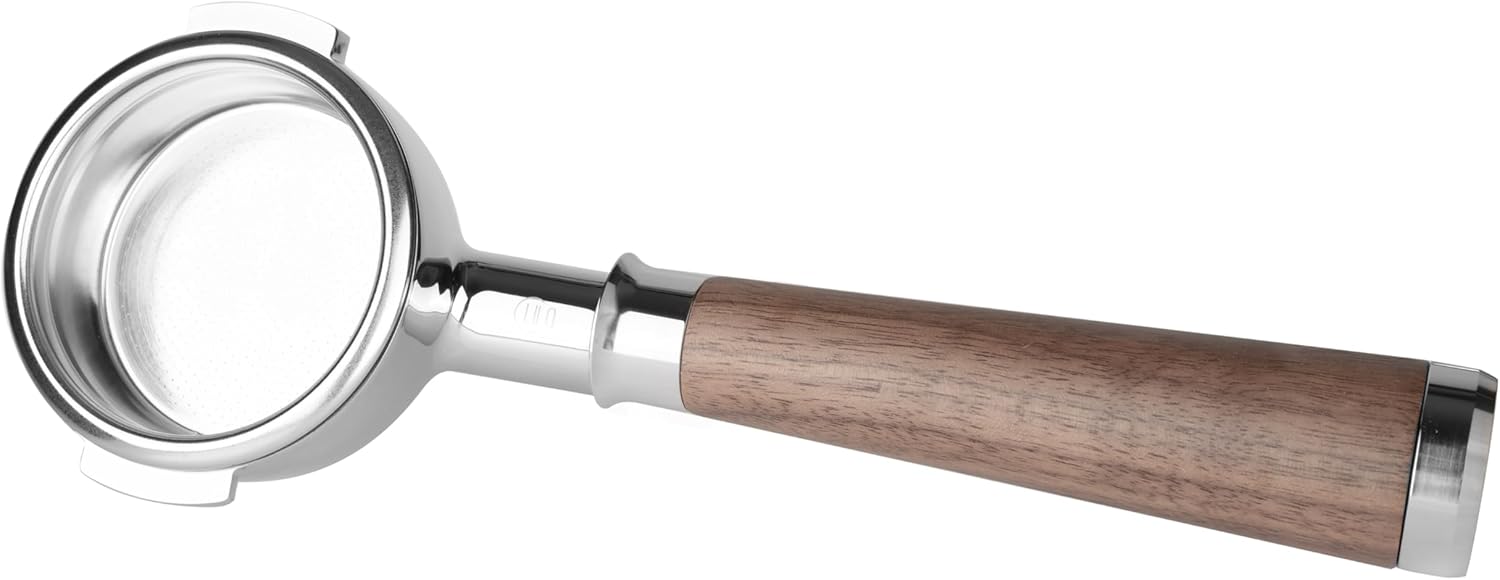 LILQ 58mm Bottomless Naked 2 Ears Portafilter Compatible with E61 Grouphead Machines– Includes 18–20g Basket (WalnutFusionV4, 58mm For E61)