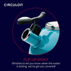Circulon Enamel on Steel Whistling Teakettle/Teapot With Flip-Up Spout, 2 Quart - Turquoise Blue