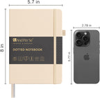 &And Per Se Dotted Journal Notebook, A5 Hardcover Leather Bullet Dotted Journal, 160 Pages 100 gsm Thick Dotted Paper，3 Stickers Included for Women Men, Work Office or School - 5.7'' x 8.3'' (Light