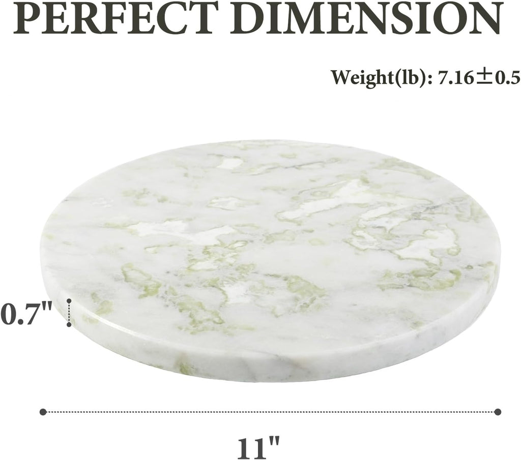 Koville African Natural Marble Cutting Board for Kitchen, 11inch Round Hand Crafted Marble Slab for Cheese, Charcuterie, Pastry Board - Wedding Gift, House Warming Gift