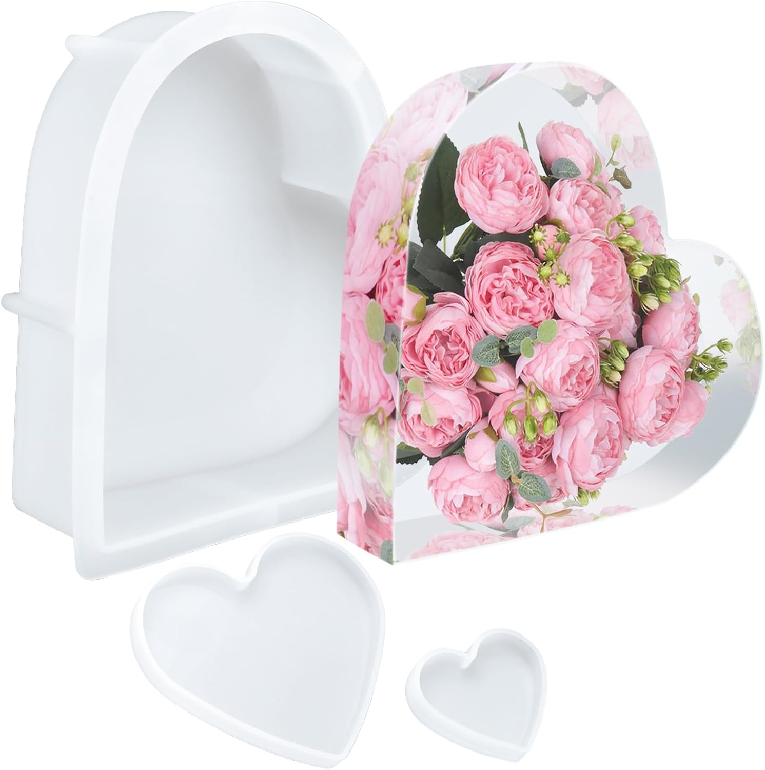 KISREL Large Heart Resin Mold, Heart Shaped Silicone Molds for Epoxy Resin, Large Molds for Flower Preservation, Deep Pour Mold for Furniture Decoration, DIY Wedding Bouquets, Valentine's Day Gifts