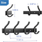 Wall Hooks Heavy Duty, 12 Inch Coat Rack Wall Mount with 4 Hooks, Black Wall Hooks for Hanging Backpack, Bag, Purse, Clothes, Hat, Coat, Towel | Entryway & Bathroom Storage Organization Hanger
