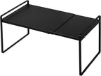 Nxconsu Expandable Cabinet Shelf Organizer Riser for Kitchen Pantry Cupboard Under Sink Countertop Home Storage Organization Rack Space Saver Freestanding Heavy Duty Nonslip Stackable Black Large