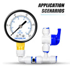 MEANLIN MEASURE 0-100Psi Well Pump Pressure Gauge 2" FACE DIAL 1/4" NPT for Well Pump Water Tire Water Pressure Tester Lower Mount, with Teflon Tape