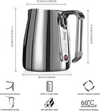 Bincoo Espresso Milk Frothing Pitcher Stainless Steel 20oz/600ML Coffee Milk Frother Cup-Milk Frothing Pitcher with Measurement Lines,Ergonomic Handle for Latte Art & Cappuccin(Steel)