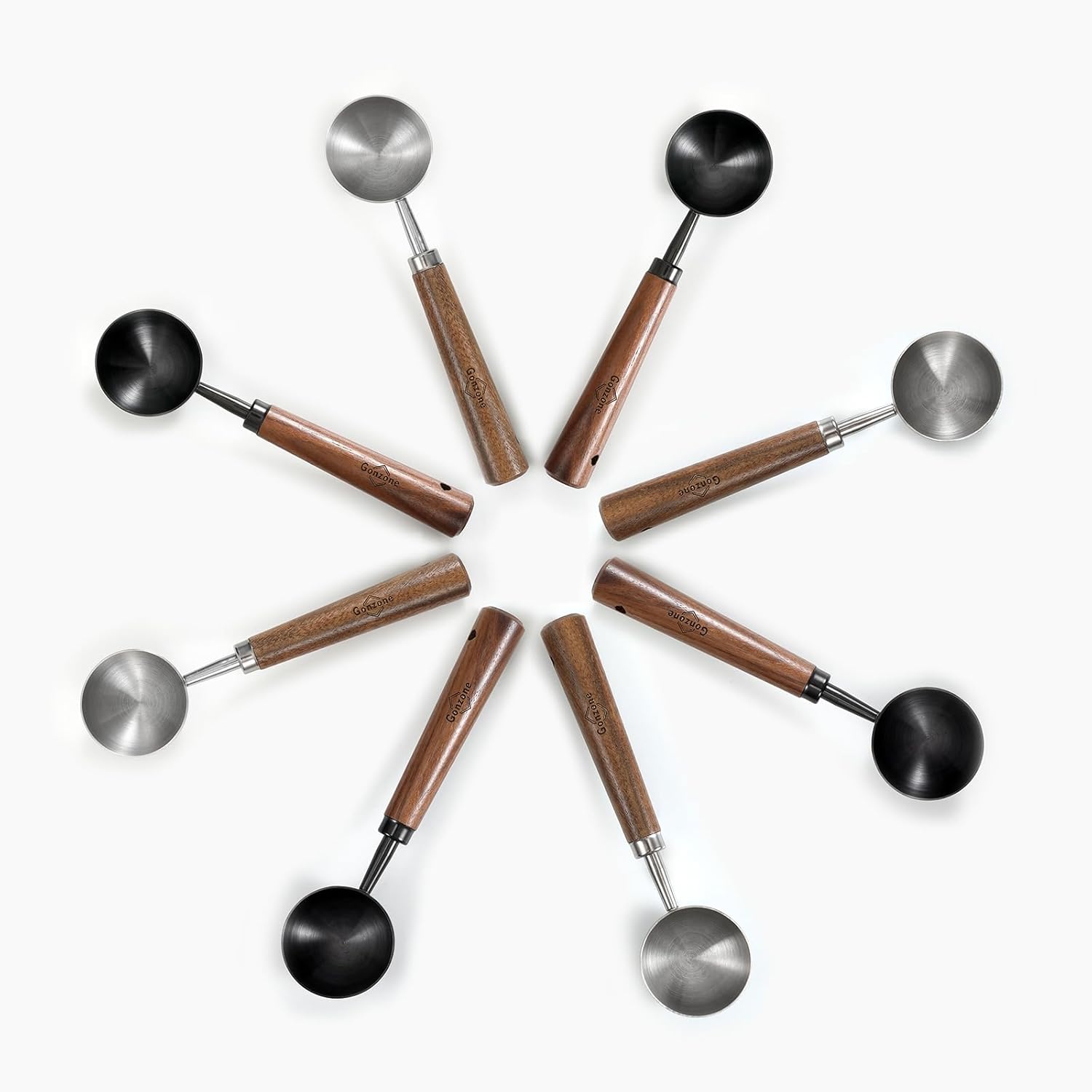 Vintage Coffee Measuring Spoon - 304 Stainless Steel,Coffee Scoop, 10g Capacity, Walnut Handle - Perfect for Coffee, Tea, and More (Gunmetal)