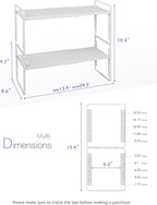 Nxconsu 2Pack Cabinet Shelf Organizer Expandable 5 Heights Adjustable Stackable Rack Riser for Kitchen Pantry Cupboard Under Sink Organization Storage Space Saver Heavy Duty Metal White