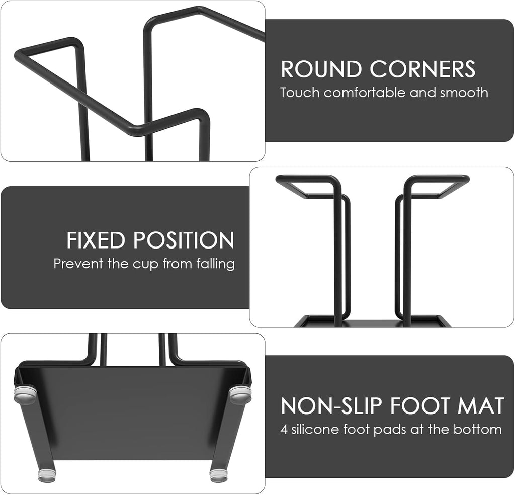 Metal Bathroom Cup Dispenser, Disposable Paper Bathroom Cup Holder, Countertop Cup Storage Organizer for Home Office (Black)