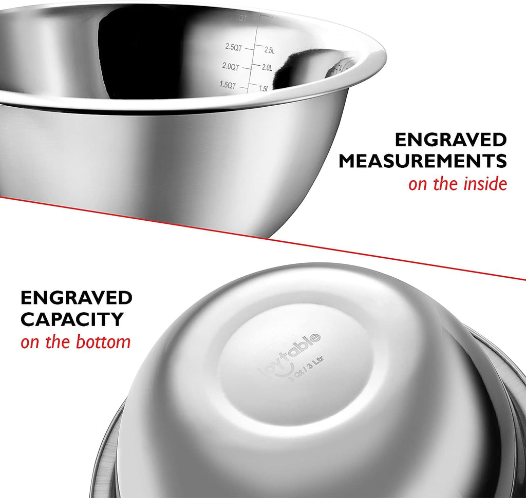 EATEX Stainless Steel Mixing Bowls with Measuring Cups & Spoons Set of 14 - Dishwasher Safe Nesting Mixing Bowl Set for Cooking, Baking & Meal Prep Non-Slip Premium Bowls
