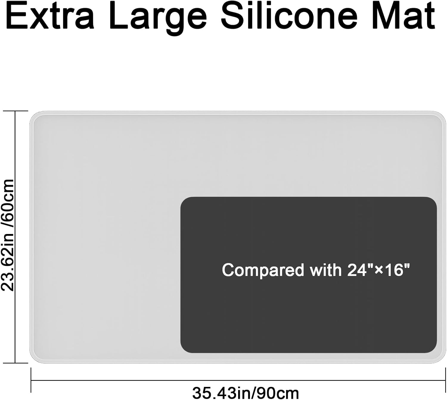 Silicone Baking Mat 35.4"x23.6" Food Grade Silicone Mats for Kitchen Counter Large Countertop Protector Mat with Edge Heightening Non-Slip Heat Resistant Mats for Countertop Easy Clean Transparent