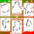 Christmas Cookie Cutters Large 6Pcs, Metal Christmas Hat Socks Candy Canes Santa Claus Ginger Man Mini Tree Shapes Cookie Cutters, 430 Stainless Steel Biscuit Fondant Doubt Cutter