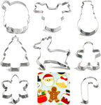 Christmas Cookie Cutters Set 8Pcs, Stainless Steel Fondant Cutter Sturdy Metal Biscuit Doubt Cutter, Cute Shapes Santa Claus Christmas Cane Tree Elk Snowflakes Snowman