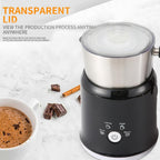 Electric Milk Frother Has Hot and Cold Functions 700-ml Split Stainless Steel Automatic Milk Frother and Steamer with Transparent Lid, Anti-Dry,Dishwasher-Safe