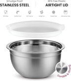 Mixing Bowls Set of 5, Stainless Steel Salad Bowls with Lids, Nesting Metal Mixing Bowls for Baking, Cooking, Prepping & Food Storage