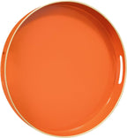 MAONAME 13" Round Tray, Orange Serving Tray with Handles, Modern Decorative Trays for Coffee Table, Plastic Ottoman Trays for Ottoman, Bathroom, Halloween Decor