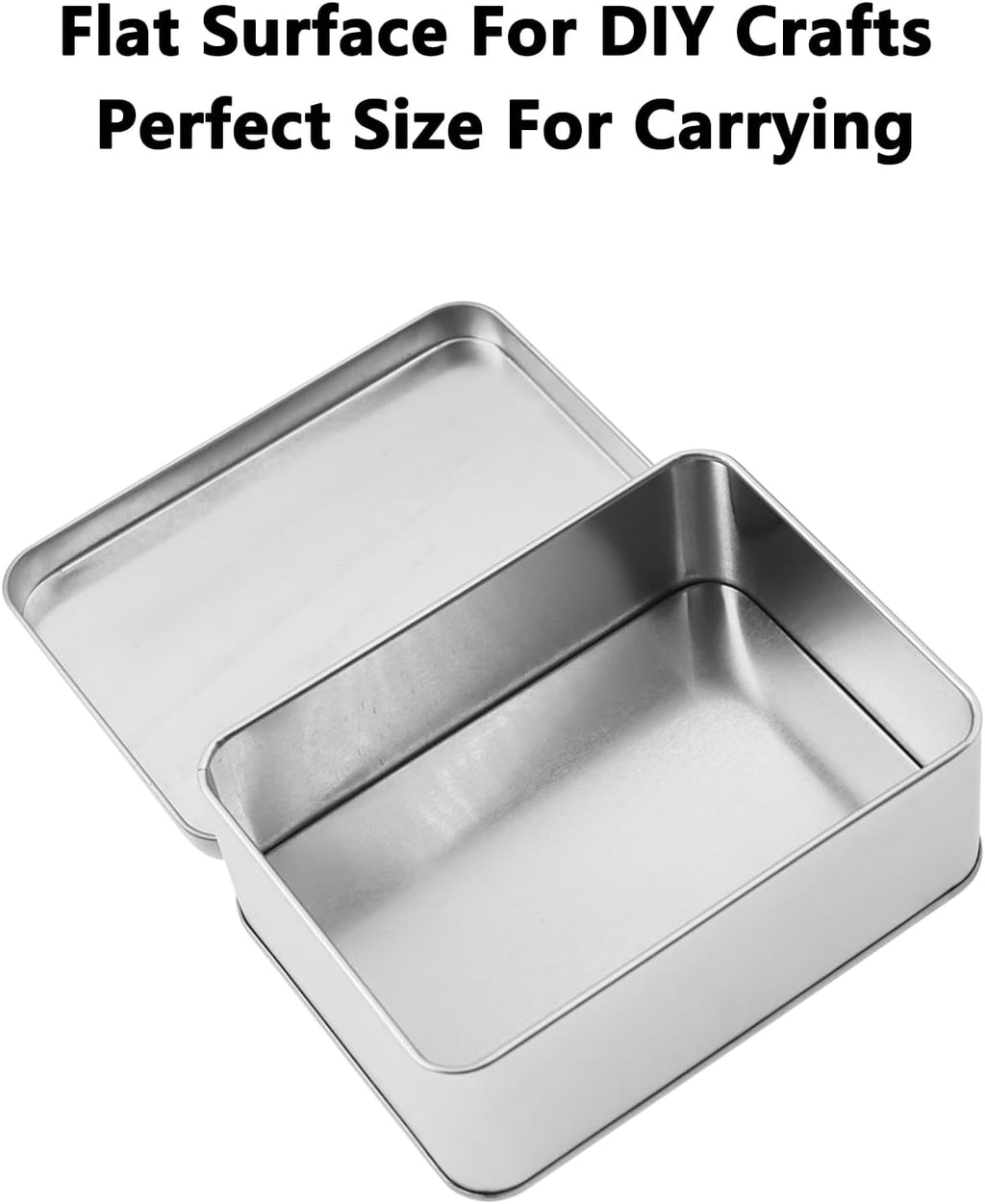 Metal Empty Boxes, Tin Boxes with Lid,Small Silver Tin Boxes,Stackable Organizer Containers,8PCS Storage Tin for Home Outdoor Active Storage Containers