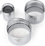 HULISEN Biscuit Cutter Set (3 Pieces/Set), Round Cookies Cutter with Handle, Professional Baking Dough Tools (Wave)