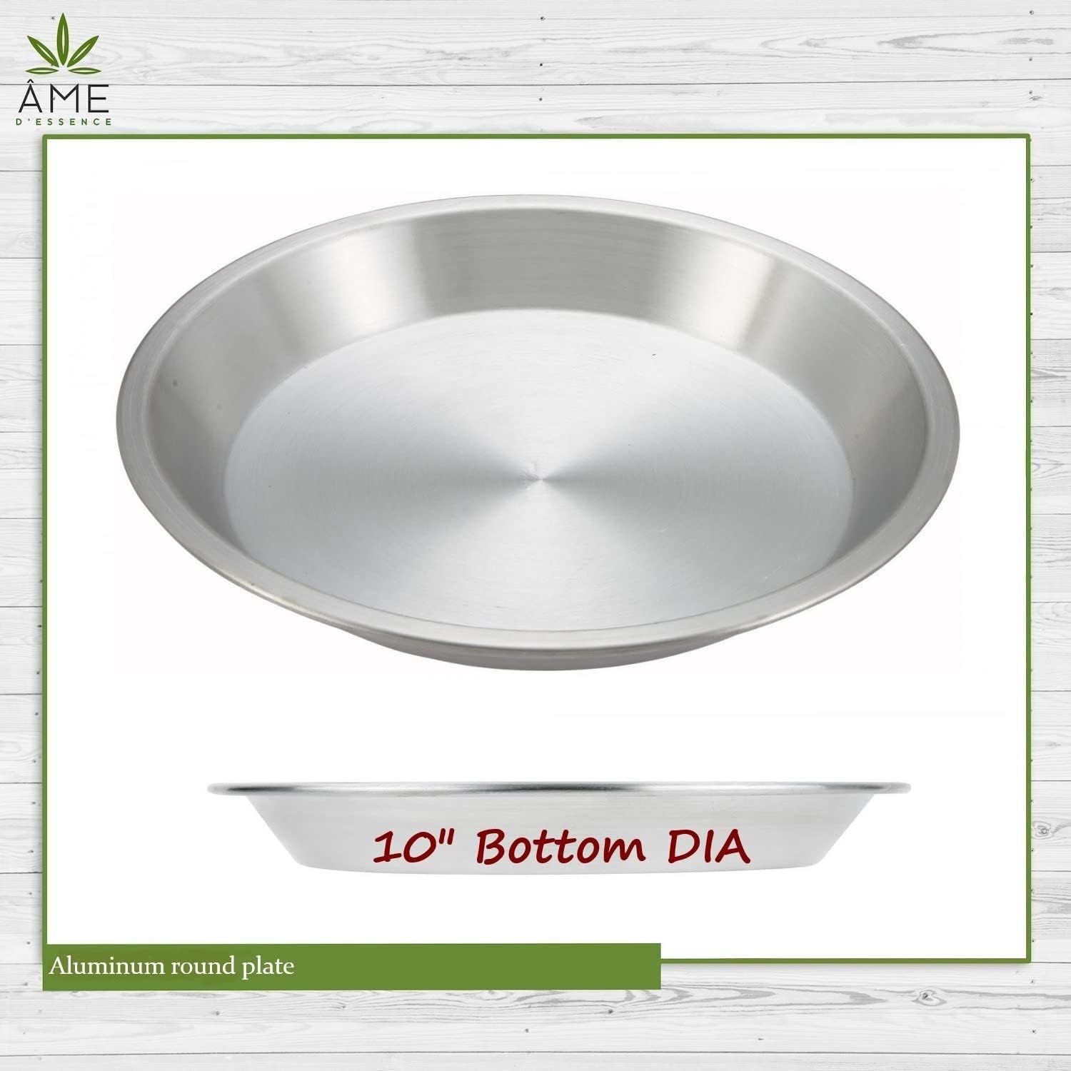 AME D'ESSENCE (1PC-10) Aluminum Pie Pan Commercial Grade Round Pie Plate Size 10" x 1mm Thick