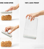 JIMALL Pop Top Food Storage Containers, Stackable Food Containers with Lids Airtight, Leak-proof Containers for Cereal Flour & Sugar, 4 Piece Set-3.5Qt,2.9Qt,2.1Qt,1.3Qt