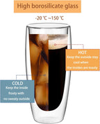 18.5oz Glass Coffee Mugs Set of 2, Double Walled Espresso Cups for Latte Cappuccino Cocoa Milk Cafe Juice, Clear Glass Tea Cup Set Glassware Gift for Christmas Birthday (18.5oz-2Pack)