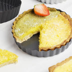 CALIDAKA Tart Pan Non-Stick Carbon Steel Quiche Pan Removable Bottom Pie Pans for baking Quiche Baking Dish(SIZE:8inch)