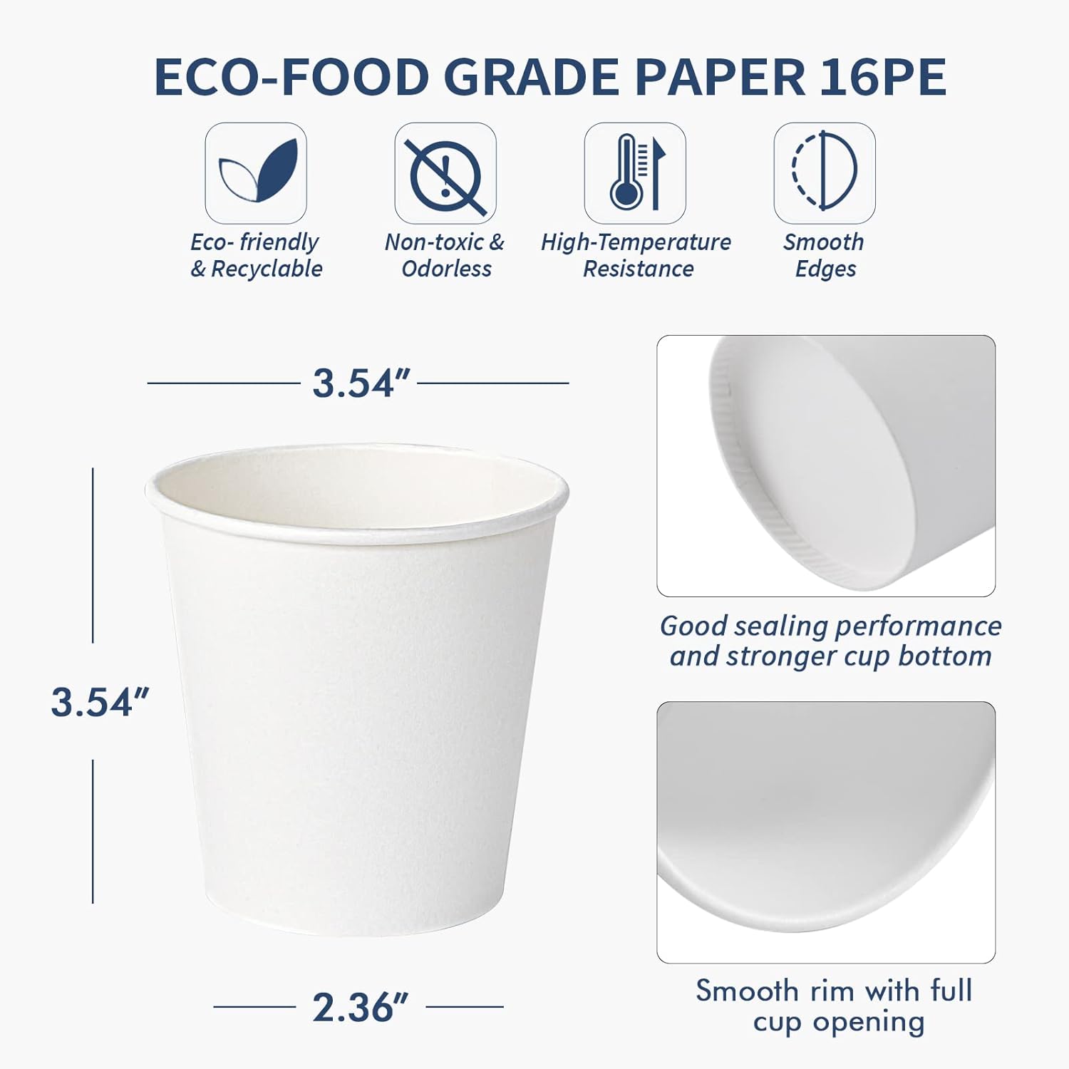 Turbo Bee 10 oz Disposable Coffee Paper Cups,270 Pack Hot Drinking Cups,White Paper Party Cups