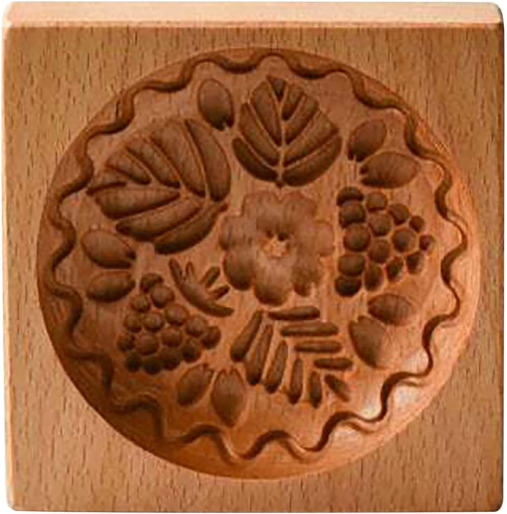 Wooden Cookie Biscuit Mold, 3D Baking Mold, Embossing Craft Decorating Baking Tool, Suitable for Halloween Thanksgiving Christmas Kitchen DIY (Grapes 10 * 10 * 2)