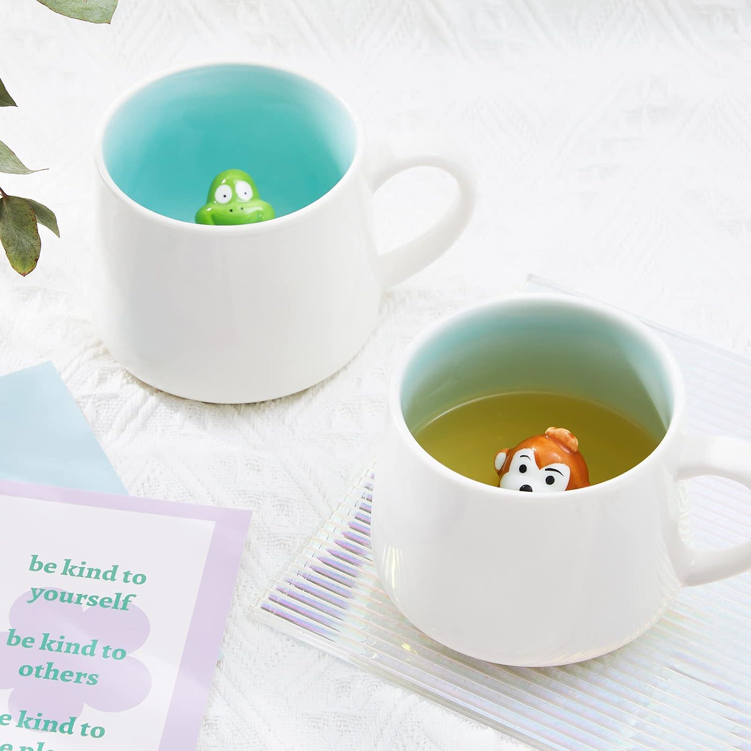 Santa Claus Ceramic Cup Hidden 3D Animal Inside Mug,12 oz Cute Cartoon Handmade Figurine Mugs,Christmas Birthday Surprise for Friends Family or Kids (Santa Claus)