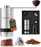 Manual Coffee Grinder, Hand Coffee Grinder with Adjustable Dragon Tooth Stainless Steel Conical Burr, No-Power, Manual Coffee Grinder for Drip Coffee, Espresso, French Press, and More!