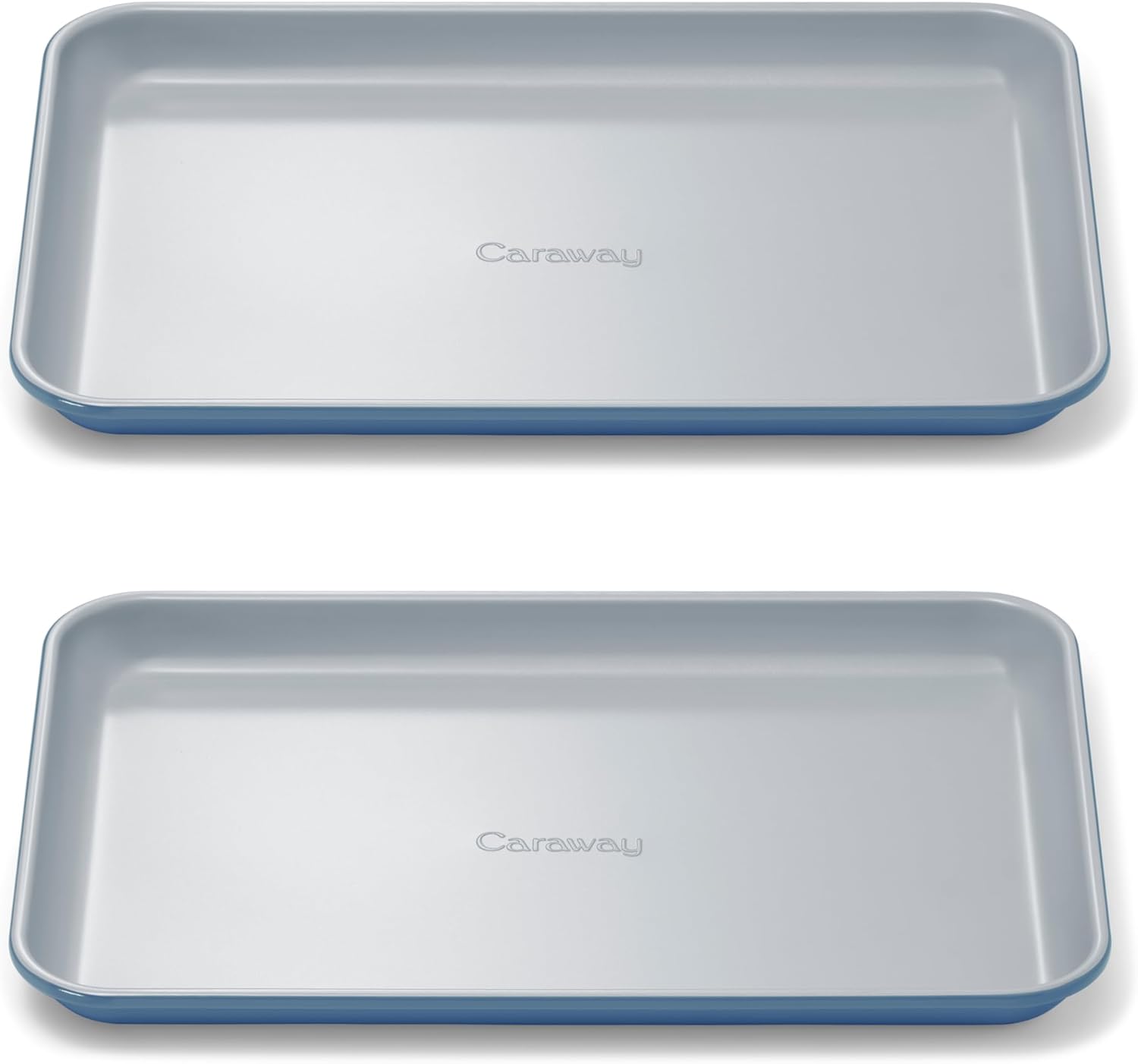 Caraway Nonstick Ceramic Small Baking Sheet Duo (9x13”) – Non-Toxic, PTFE & PFOA Free – Oven Safe – Aluminized Steel Core – Mini Sheet Pan for Baking, Roasting & More - Slate