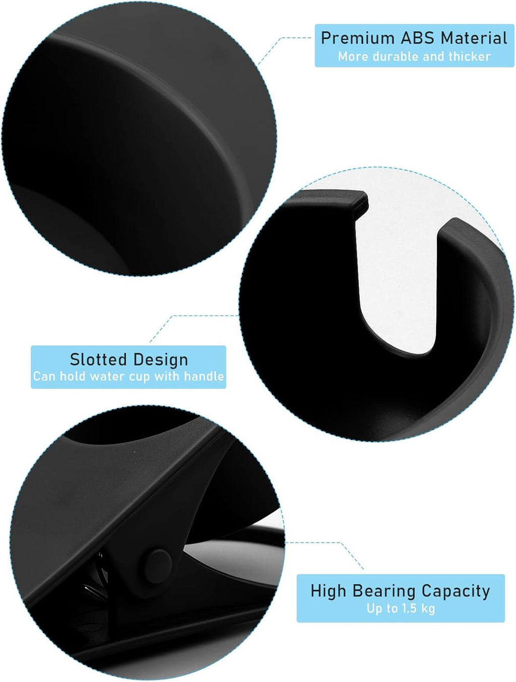 Kalolary New Drinking Cup Holder Clip with Groove Table Bottle Cup Stand DIY Glass Cup Clamp Storage Saucer Clip Water Coffee Mug Holder Saucer Clip for Home Desk, Black