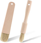 2 Sets Cooking Brush with Wooden Handle Natural Bristles Oil Brush for Cooking Butter Brushes for Oil and Sauce Pastry Brushes for Baking Kitchen Basting Spreading Baking Grilling Bbq Barbecue Food