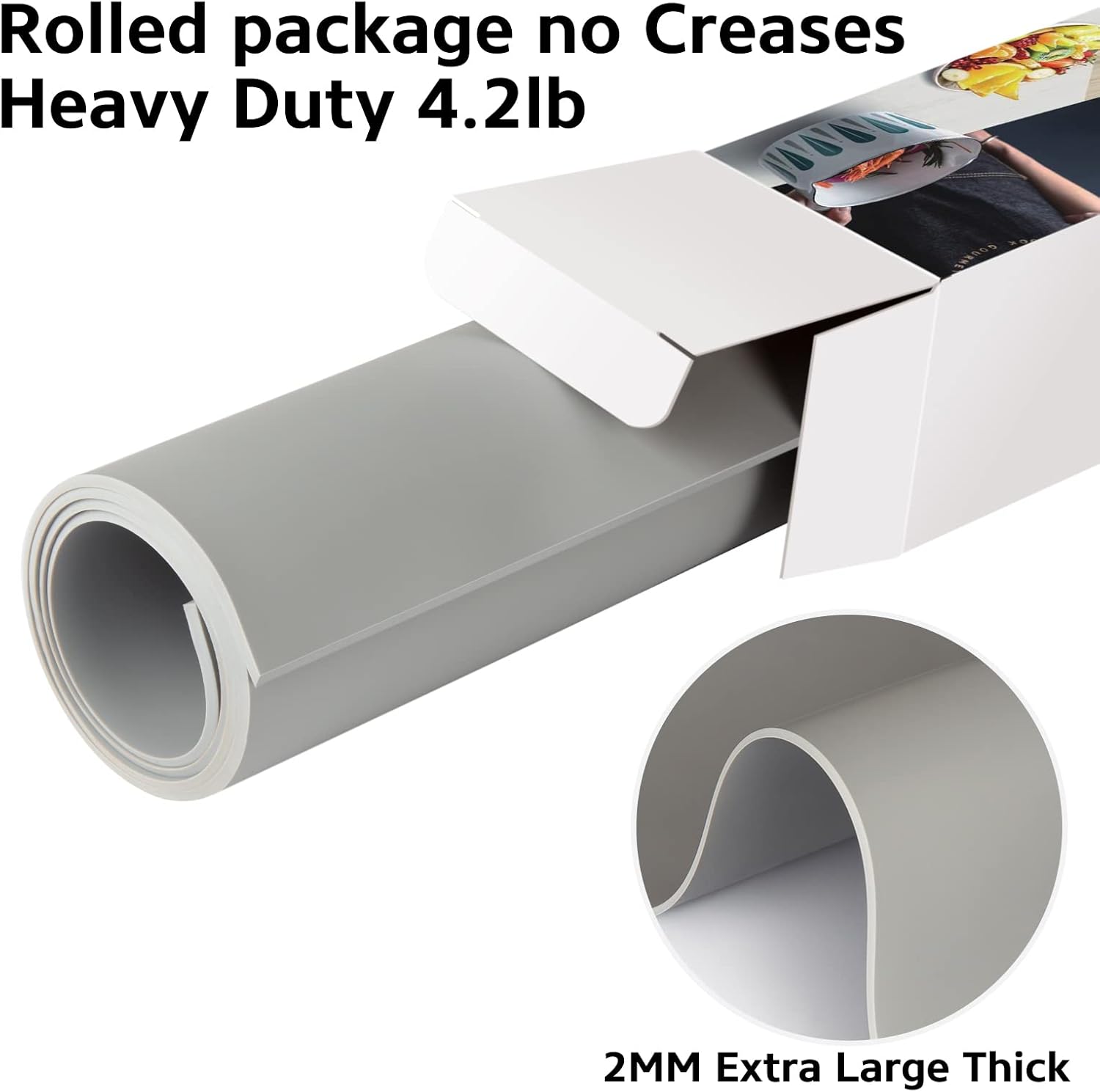 Silicone Mat Heat Resistant Mats for Countertop, Multipurpose Large Silicone Mats for Crafts Kitchen Workbench Size 48x24 inches Thick 2mm,Rolled Package,Grey