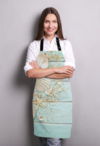 Ocean Beach Funny Apron for Women and Men, Wooden Seashell Adjustable Kitchen Chef Apron for Cooking Baking - Cute Birthday, Anniversary, Mother's Day Apron Gifts for Mom Wife Girlfriend Aunt Grandma