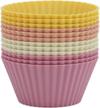 Silicone Baking Muffin Cups 12 Pack, Reusable Cupcake Liners Cake Molds, BPA Free, Dishwasher Safe (Orange Series, Standard)