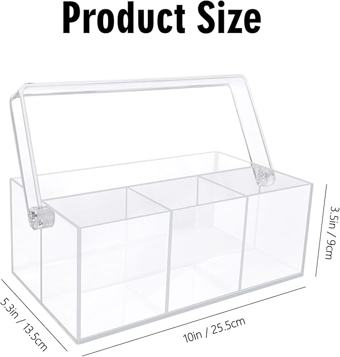 Acrylic Utensil Holder,Silverware Organizer for Countertop,Kitchen Table,Buffet & Picnic Party,Heavy-Duty Cutlery Caddy for Spoons, Forks,Knives & Napkins,Space-Saving Indoor Outdoor Essential