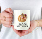 Andaz Press Fall Burgundy Marsala 11oz. Ceramic Coffee Tea Mug, Hello Autumn, 1-Pack, Pumpkin Floral Graphic, Birthday, Friend, Family, Coworker, Autumn Season, Festive Thanksgiving Ideas