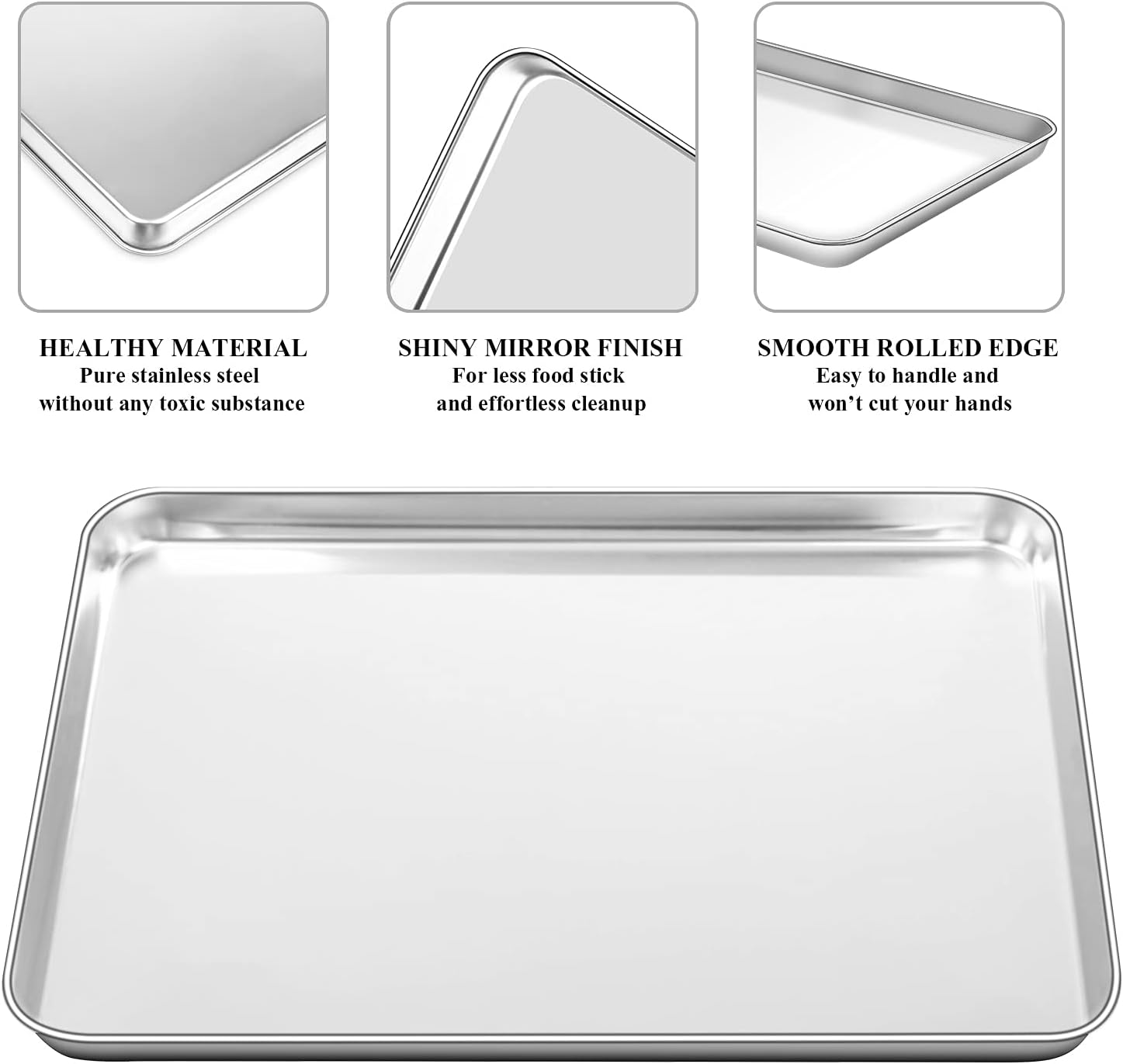 Baking Sheet with Cooling Rack Set [2 Sheets + 2 Racks], Deedro Stainless Steel Cookie Half Sheets Baking Pan Oven Tray with Rack, 16 x 12 x 1 Inch, Heavy Duty, Non-toxic, Dishwasher Safe